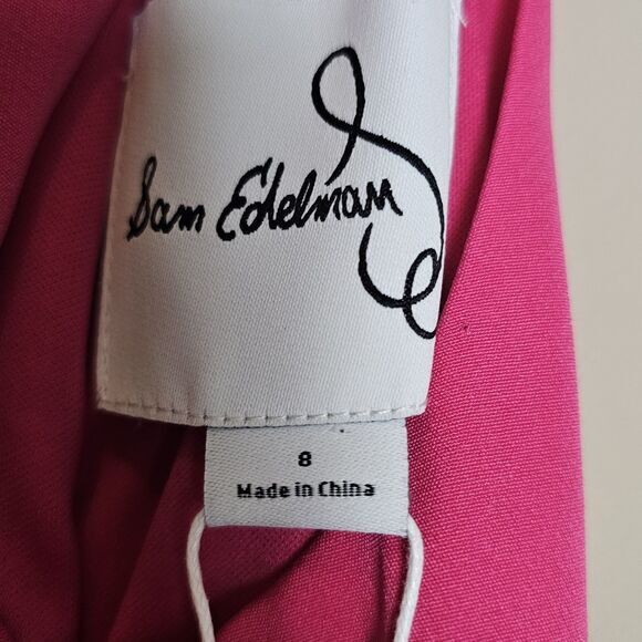 Sam Edelman Women's Hot Pink‎ V-Neck Wide Leg Tie Waist Crop Jumpsuit Size 8 NEW - Picture 5 of 12